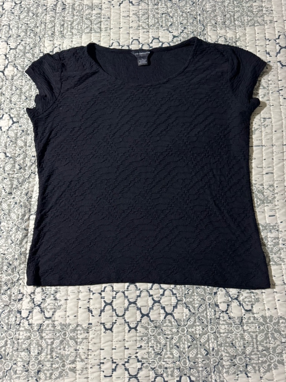 Liz Claiborne Black Textured Top Ladies XL